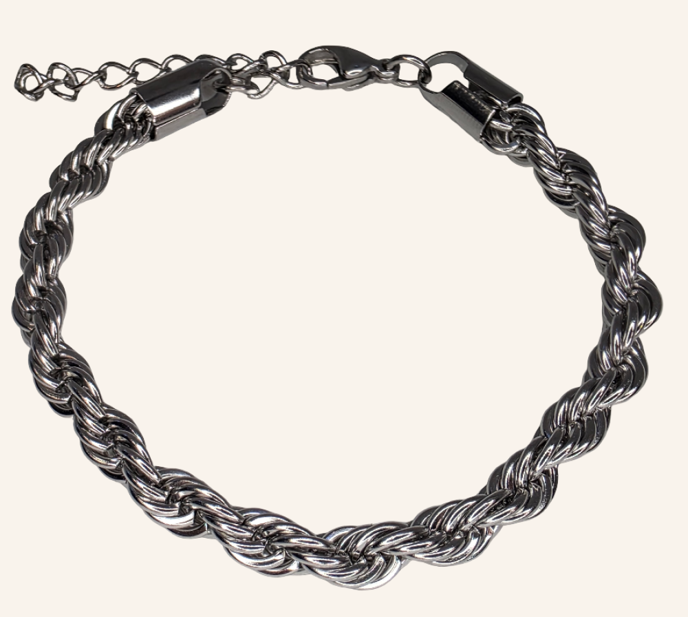 Rope Chain Bracelet - 6mm - Silver - Item 906
