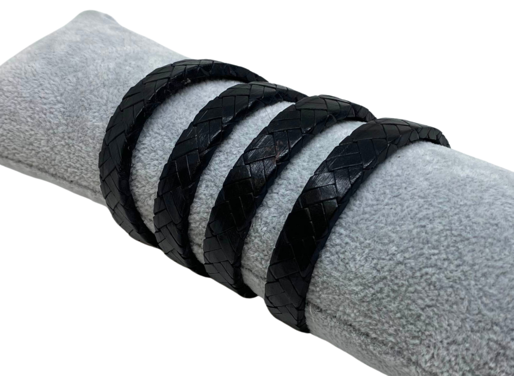 Argentine Braided Leather Cord - 10x3.5mm - Vintage Black