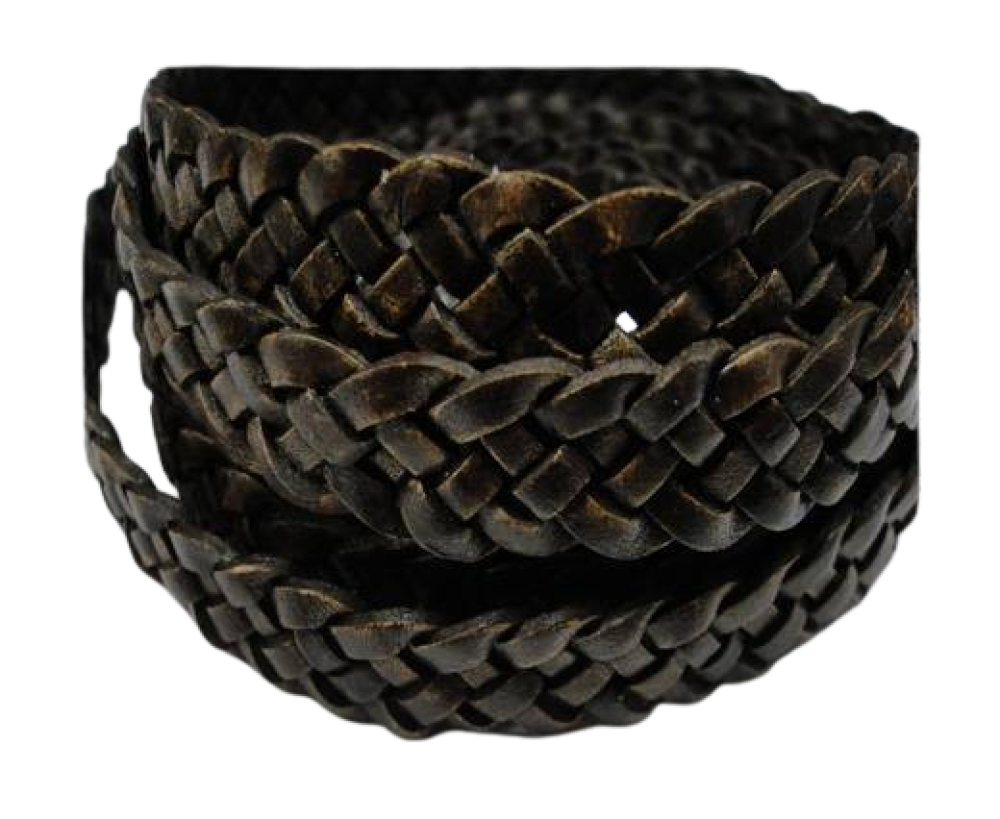 Carson Braided Leather Cords - 14mm - Vintage Dark Brown