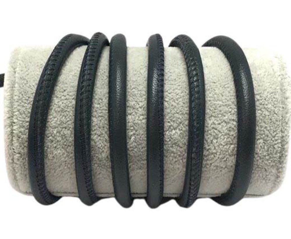 Round stitched nappa leather cord - 6mm - Dark Tourmaline