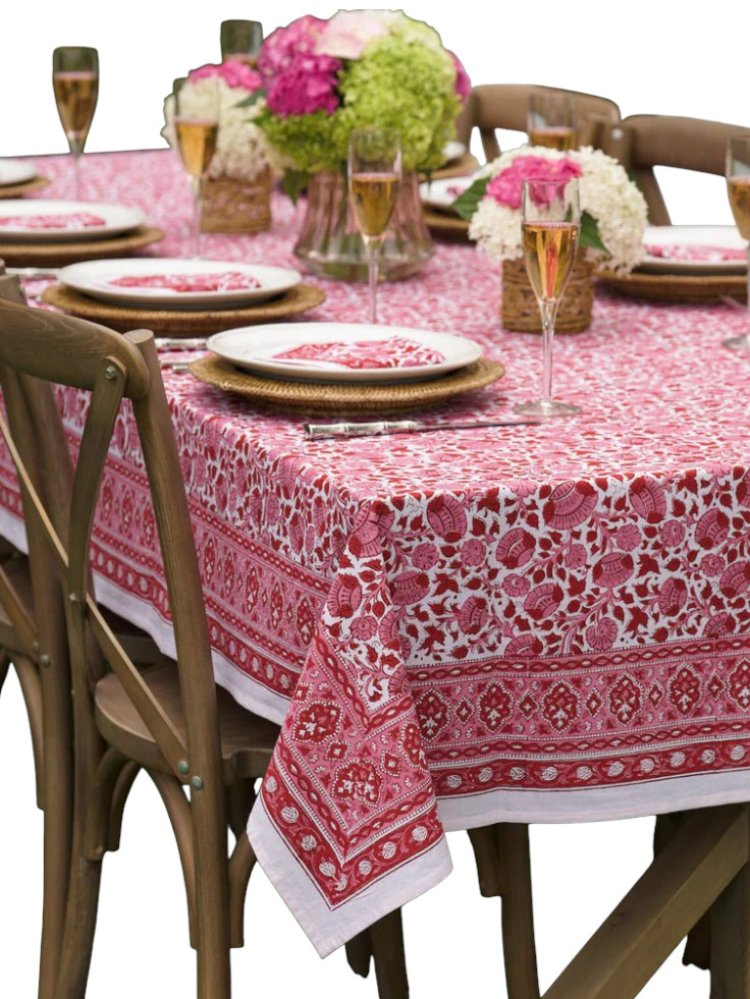 Red Patterned Waxed Tablecloth