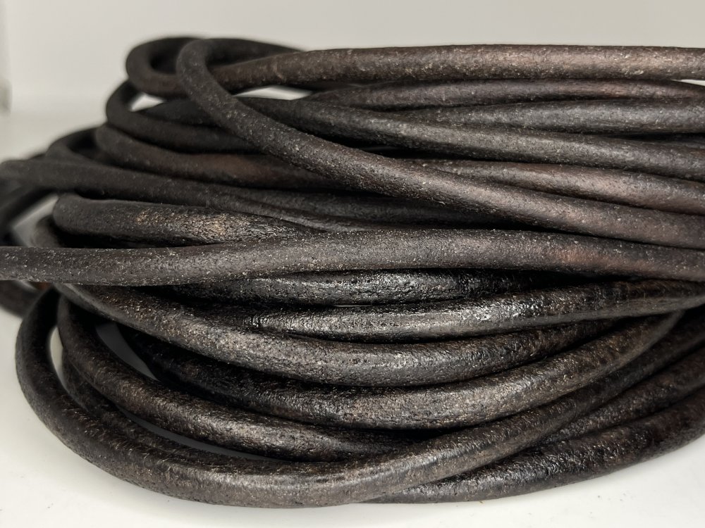 Round leather Cords - 6mm - Vintage Brown