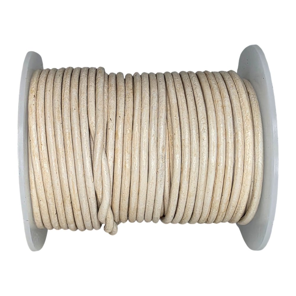 Round Leather Cord - 2.5mm- Creamy White