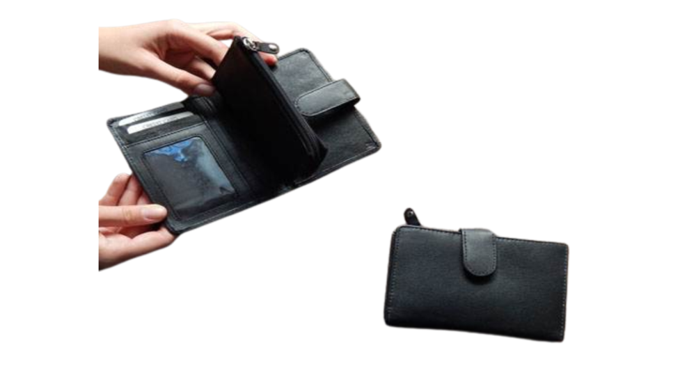 LeatherWallet50 - Small Wallet With Clip - Black