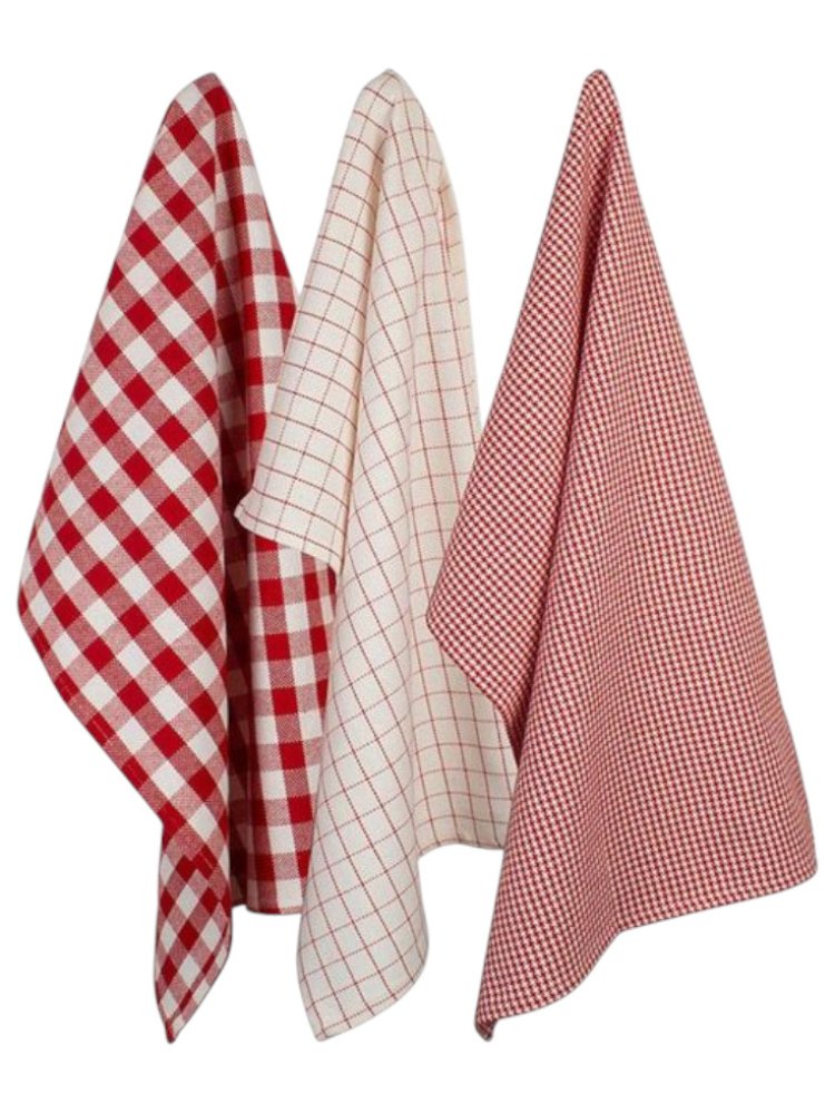 Red and White Patterned Kitchen Towels
