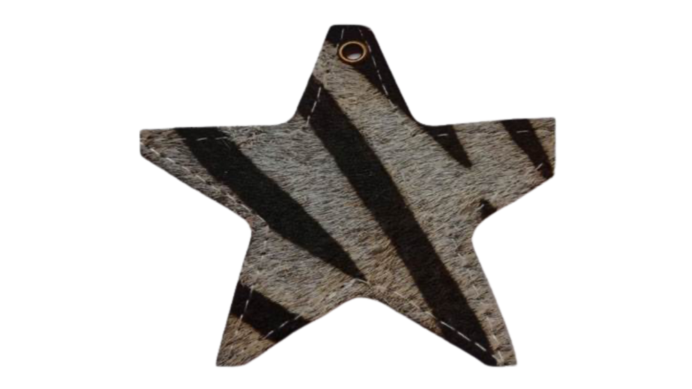 KC-Key Cord Star Shape 8cm zebra grey hair-on