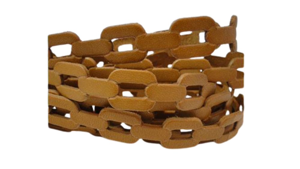Leather-ChainStyle3 -light brown 20mm