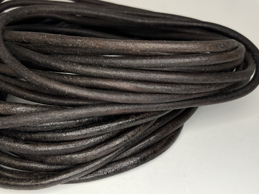 Round leather Cords - 6mm - Vintage Brown