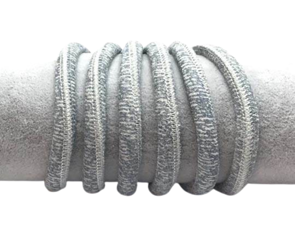 Real Nappa Suede Round - 6mm - White Blue - Jeans Stlye