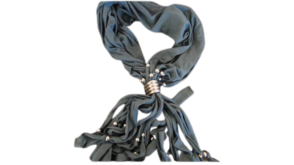 Scarf With Beads - Style 4 - Blue