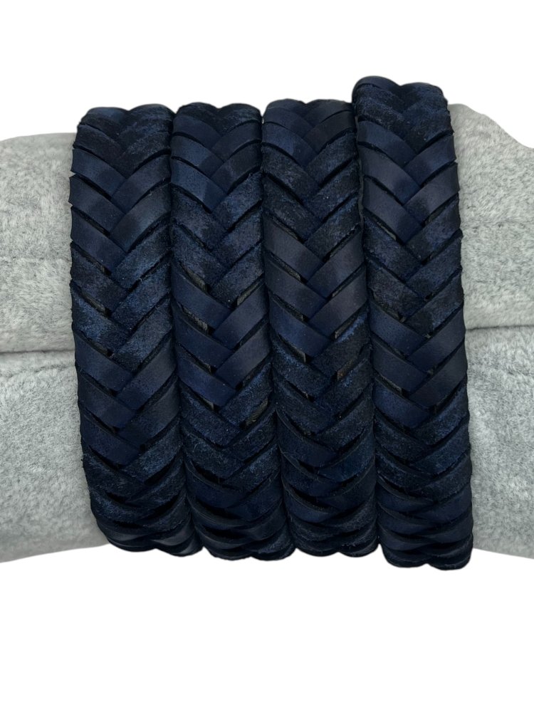 v cross braided leather cord -15mm- DARK BLUE