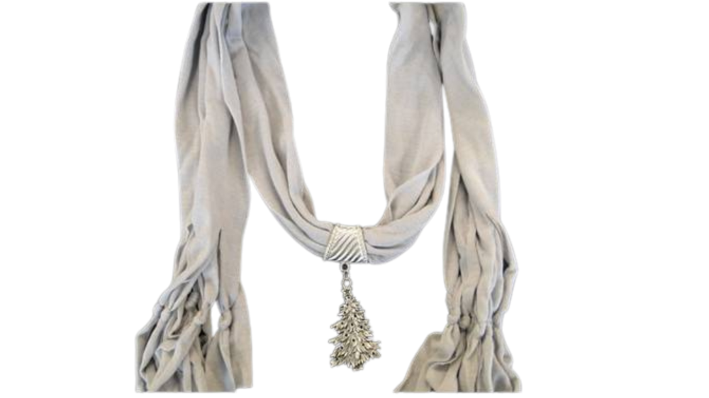 Scarf With Beads - Style 16 - White