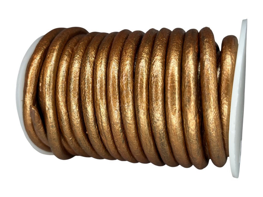 Round Leather Cord - 6mm - Metalllic Copper