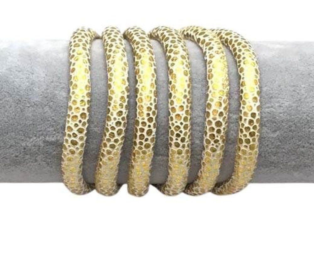 Real Round Nappa Leather cords 6mm- Snake style-gold
