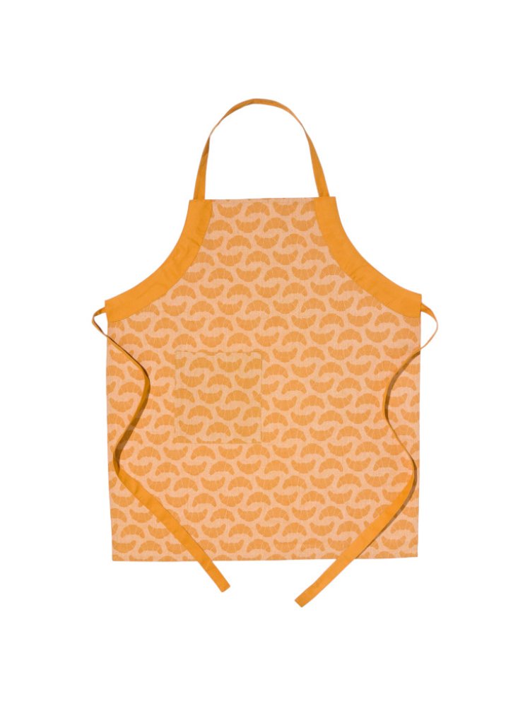 Orange Apron with Croissant Pattern