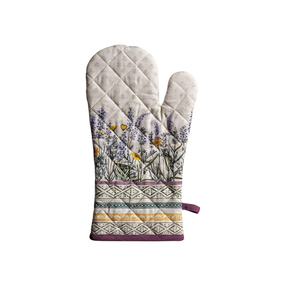 Grey Flower Pattern Oven Mitt