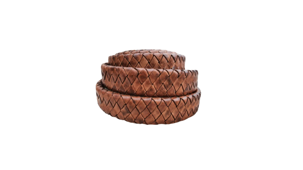 Ambiente Oval Braided Leather Cord - 15.5x4.5mm - Brown