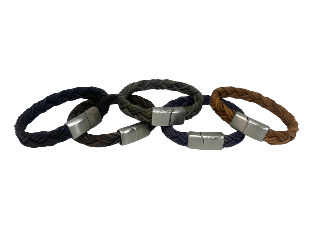 Ibiza braided leather cords - 11*6mm- vintage blue