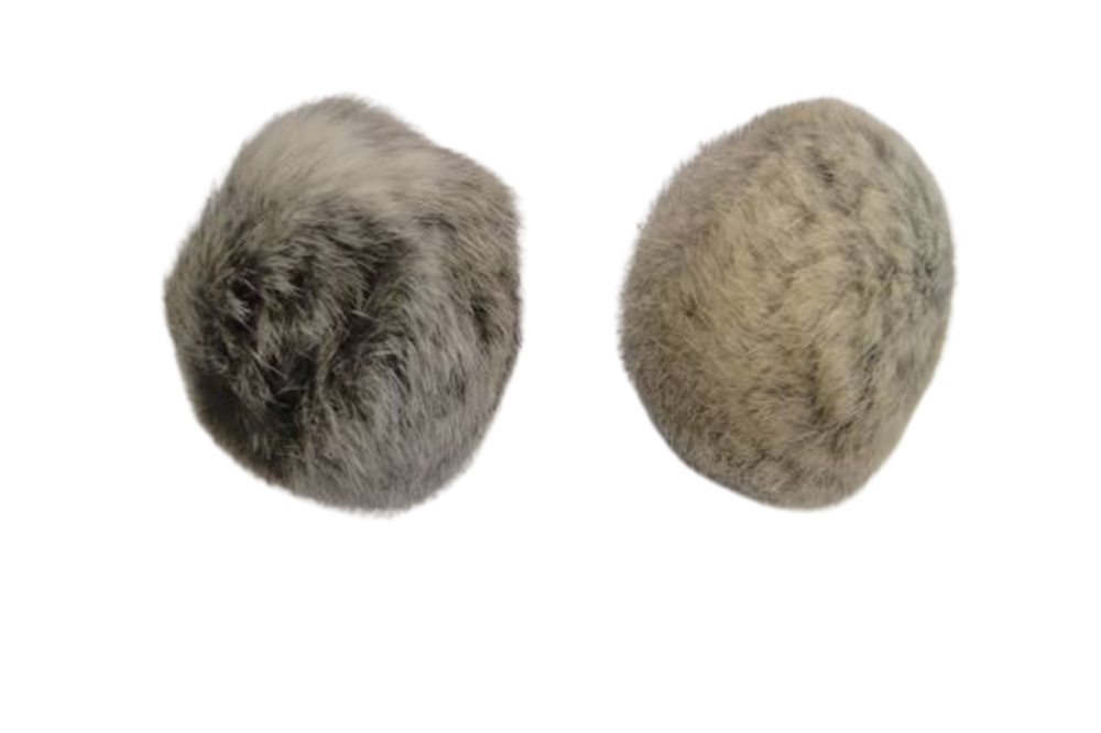 Rabbit Fur Pom Pom-Light Grey-7cms