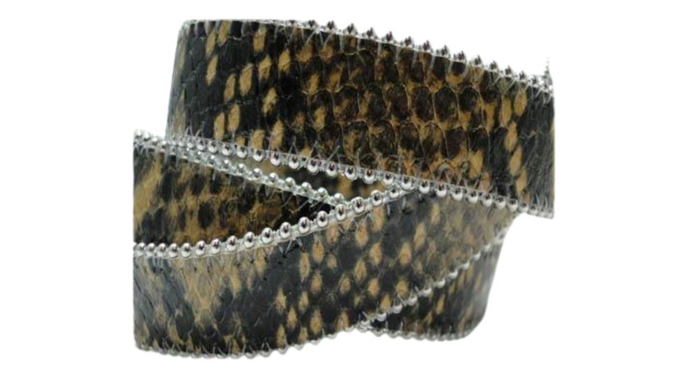 Flat Nappa Leather with Chains - 20mm - Mustard Python