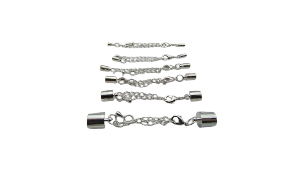 Brass extension chain with lobster clasp- FI7012 - Silver - 8mm