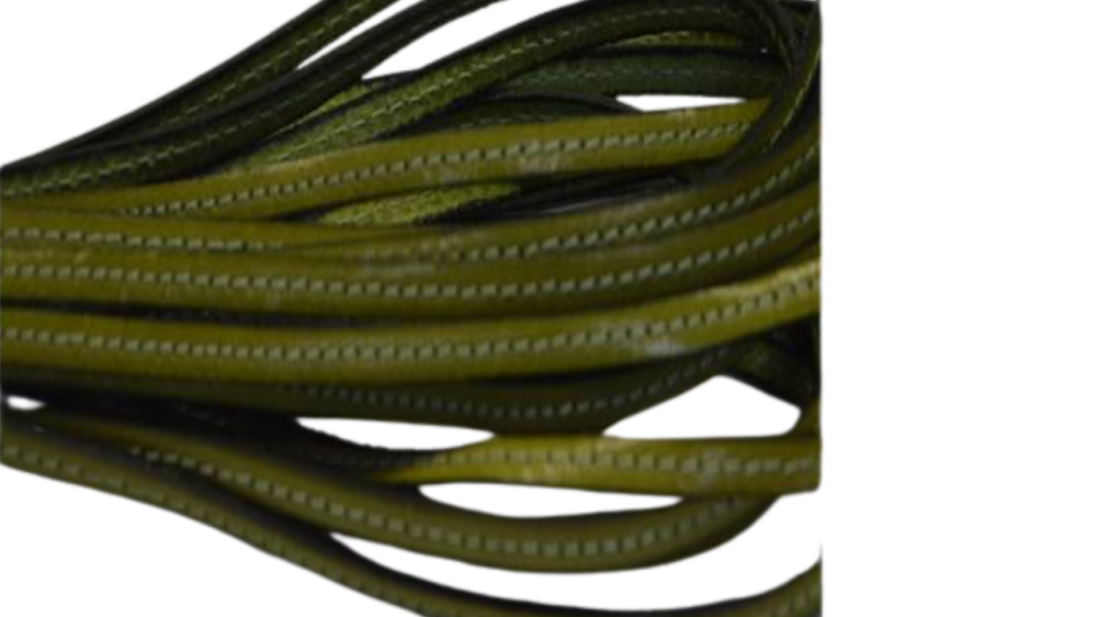 Flat leather Italian with stitch - 5 mm - moss green