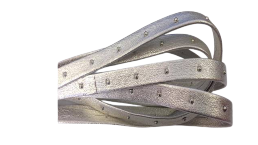Real Nappa Leather with studs-5mm-silver