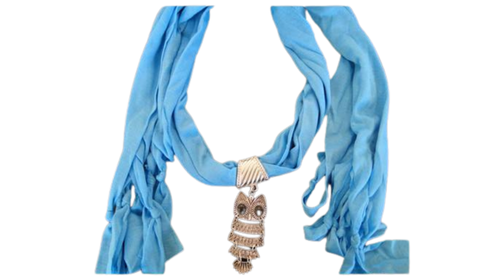 Scarf With Beads - Style 7 - Turquoise