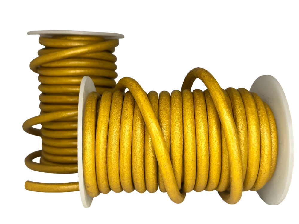 Round Leather Cord - 6mm - Metallic Gold