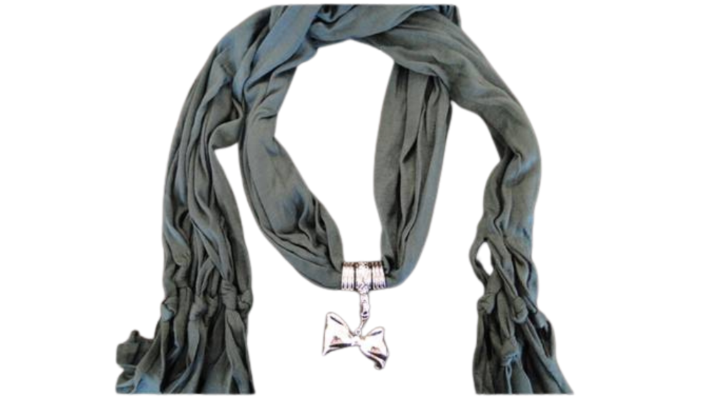 Scarf With Beads - Style 6 - Green