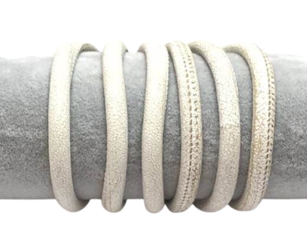 Real Round Nappa Leather cords 6mm-Cracked white