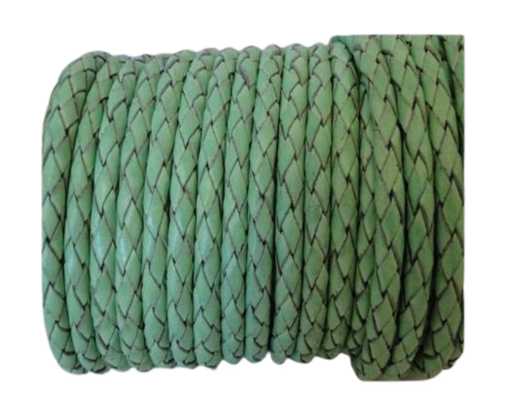 Oslo Round Braided Leather Cord SE/B/2034-Light Mint - 5mm