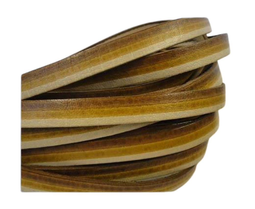 Vintage Style Flat Leather - 10mm-Brown-yellow-natural -Sting Ray
