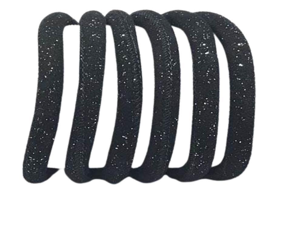 Real Nappa Suede Round-6mm-Black with glitter suede