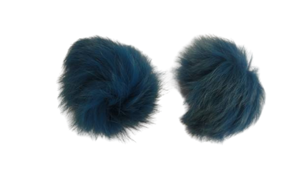 Fox Fur Pom Pom-Bermuda Blue-10cms