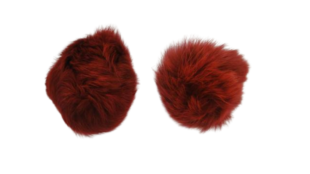 Rabbit Fur Pom Pom-Wine Red-10cms