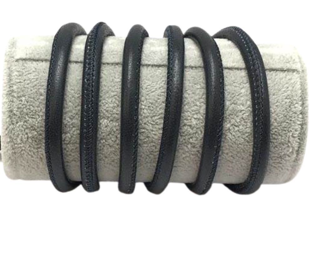 Round stitched nappa leather cord-6mm-Navy blue