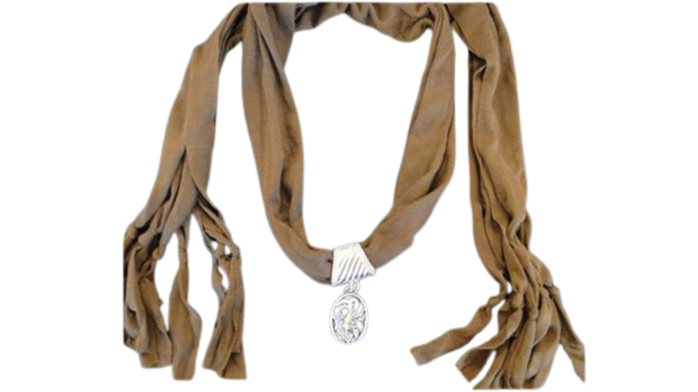 Scarf With Beads - Style 13 - Brown