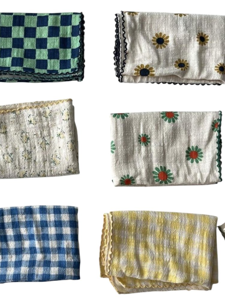 Blue and White Patterned Towels