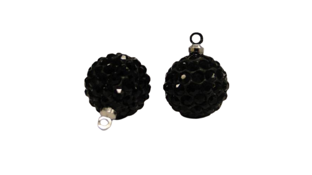 Shamballa Crystal Hanger: 14mm Jet Black