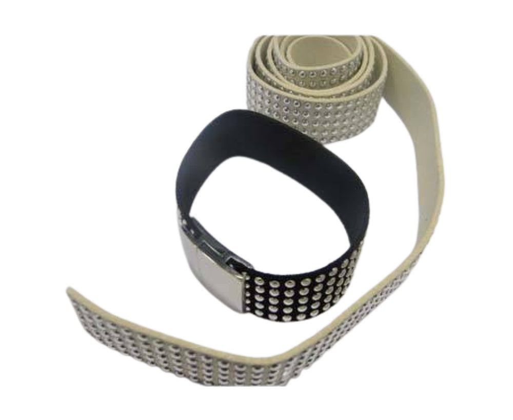 Faux Suede Cord with Studs-20mm-5layers-Cream