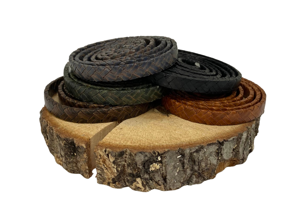 Argentine Braided Leather Cords - 10x3.5mm - Vintage Blue