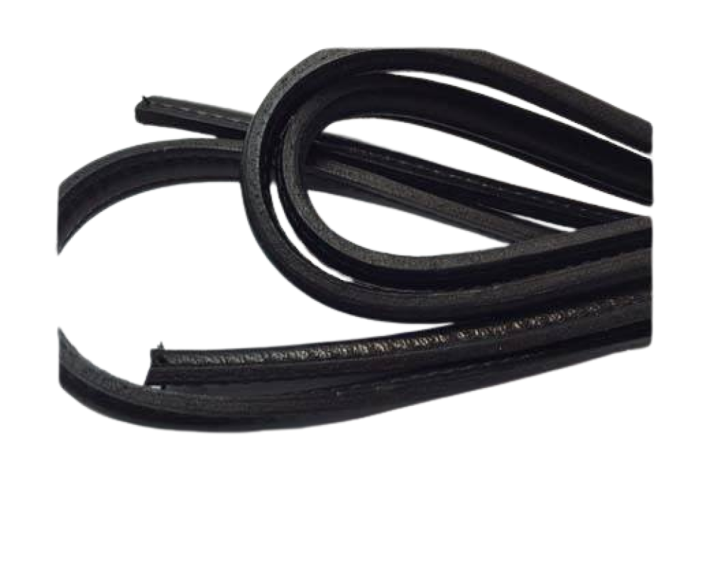 Half round stitched Leather - 10mm - Black
