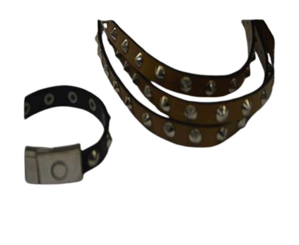 synthetic nappa leather with Metal studs- 10mm-Light Brown