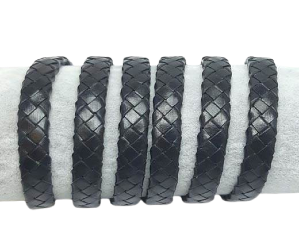 Oval braided cords-8*3.5mm-Full Navy Blue