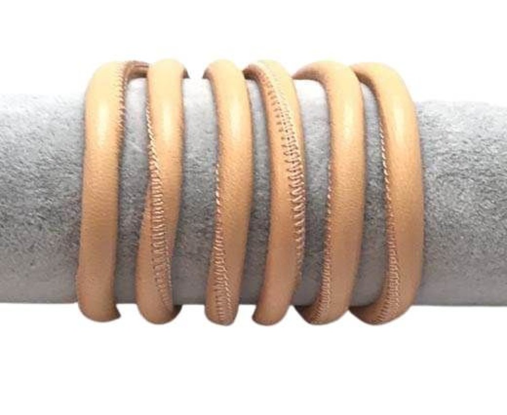 Round stitched nappa leather cord-6mm-Peach