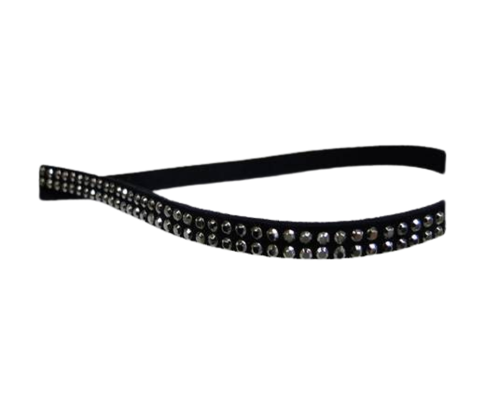 Faux Suede Cord with studs-5mm-Silver-Navy Blue