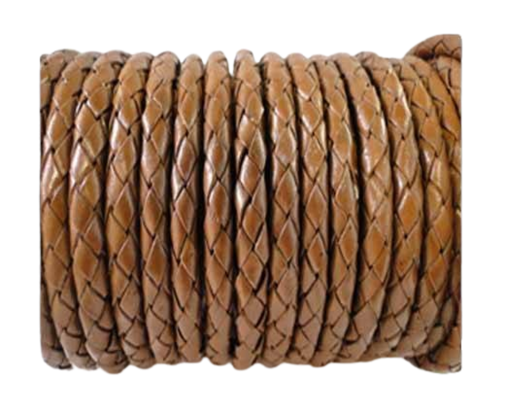 Oslo Round Braided Leather Cord- 8mm-Medium Brown