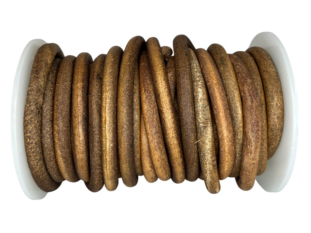 Round leather Cords - 6mm - Vintage Tan