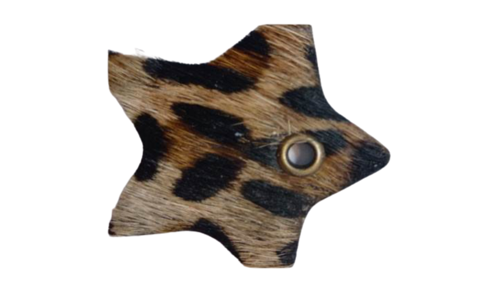 KC-Key Cord Star Shape 4cm leopard hair-on